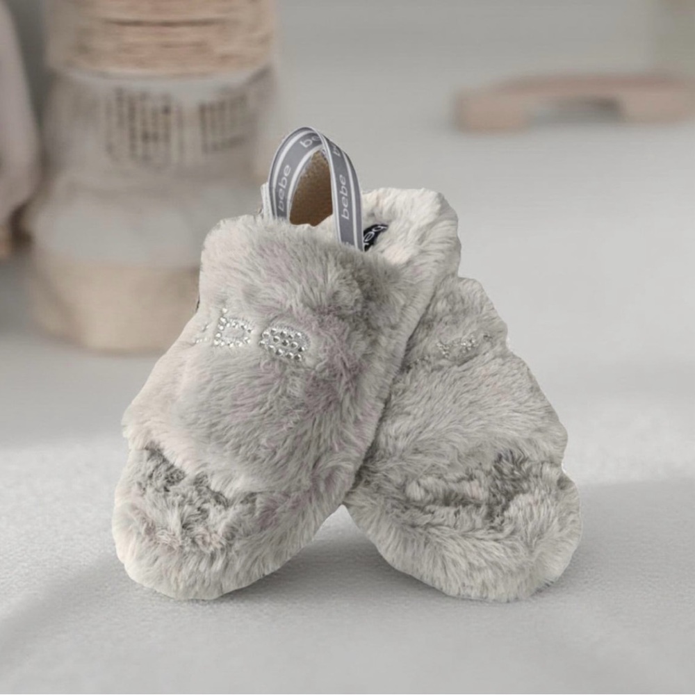 Bebe Silver Plush Slippers
